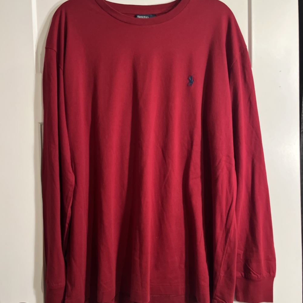 Polo Ralph Lauren Men's red long sleeve shirt Size Large Blue Pony